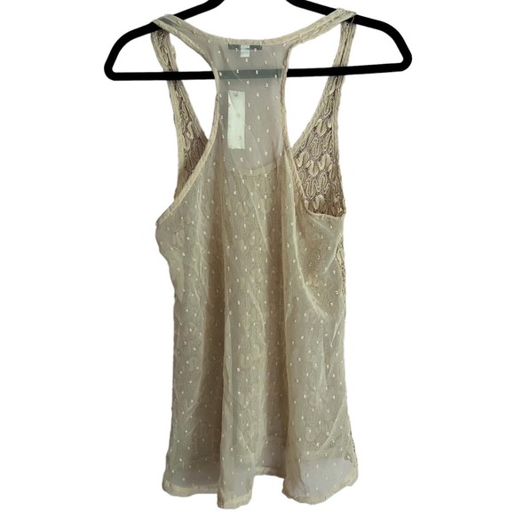 Shine On You Gold Sheer Tank Top Lace Front Mesh Back M See Through - Picture 2 of 8